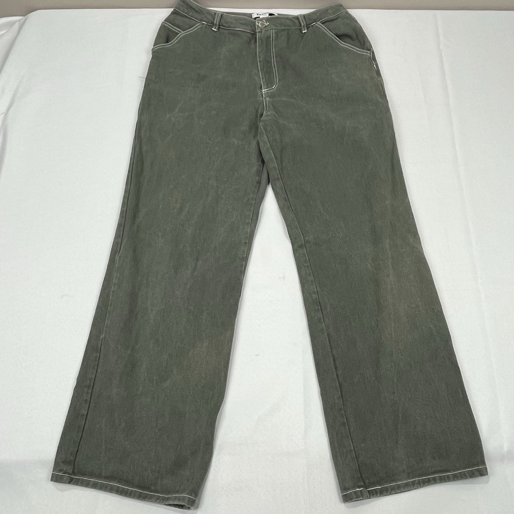RSQ Y2K Baggy Green Denim‎ Pants Mens Size L 30x30 Carpenter Jeans